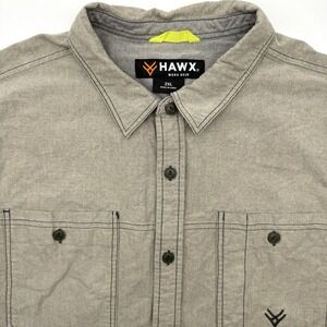 Hawx Work Gear Button Up Shirt Men 2XL Taupe Gray Short Sleeve Utility Workwear